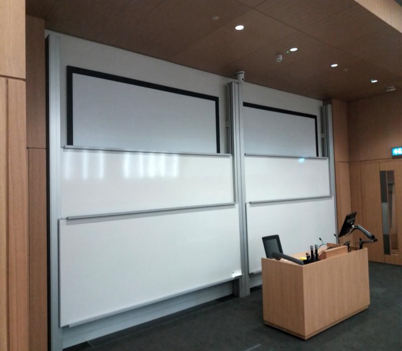 Colum column boards with writing and projection surfaces